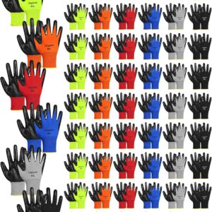 Maxcheck Pairs PU Coated Work Gloves Bulk, Reusable Rubber Safety Gloves for Men Women Work Warehouse, Mechanic, Woodworking
